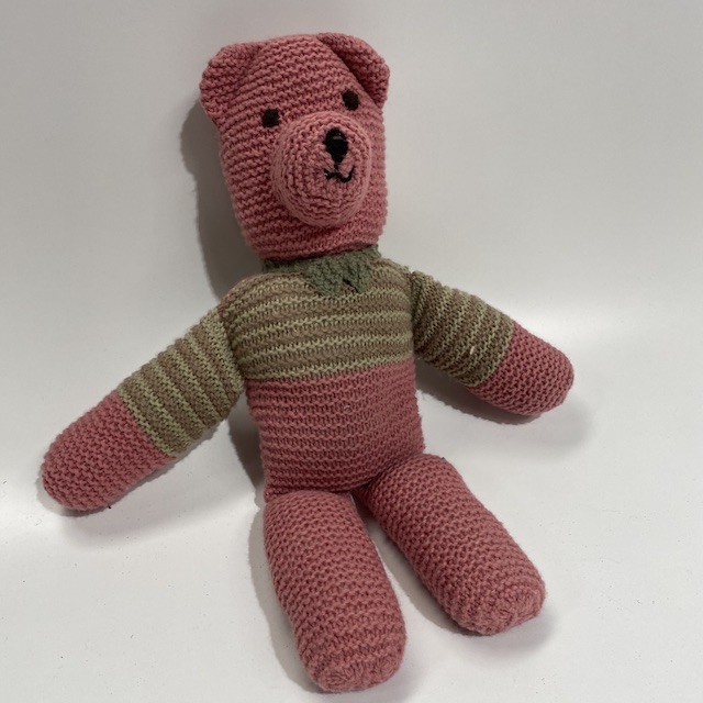 SOFT TOY, Knitted Bear (Pink) - Vintage